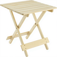 Table pliante en bois anticorrosion pour l'extérieur, table en bois massif de couleur bois naturel, table de loisirs pour la plage et la piscine