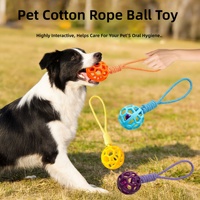 Jouet indestructible pour animaux de compagnie, balle creuse interactive pour la bataille de la corde, balle en caoutchouc TPR avec clochette, jouet pour chien