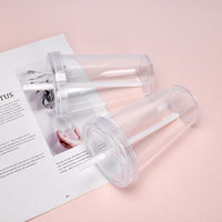 Gobelets réutilisables en plastique transparent à double paroi de 16oz personnalisés en usine avec couvercle et paille