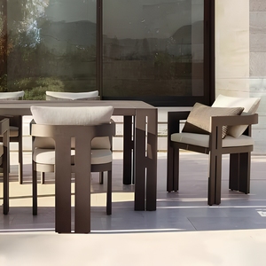 Table <span class=keywords><strong>de</strong></span> salle à manger d'extérieur <span class=keywords><strong>en</strong></span> alliage d'aluminium et <span class=keywords><strong>bois</strong></span> <span class=keywords><strong>de</strong></span> teck massif, 6 chaises, ensemble <span class=keywords><strong>de</strong></span> <span class=keywords><strong>jardin</strong></span> mobile, imperméable et séchant rapidement, mobilier d'extérieur - Product Image 2