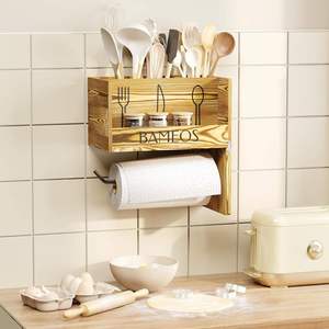 Comptoir de cuisine double en bois sculpté écologique, style moderne, type sur pied, avec 2 porte-ustensiles - Product Image 5