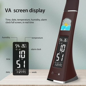 Lámparas de Mesa portátiles con <span class=keywords><strong>pantalla</strong></span> LCD, luces de noche para escritorio de oficina, dormitorio, sala de estudio, con despertador, lámpara de lectura LED de temperatura - Product Image 4