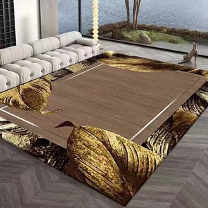 Karpet beludru kristal berlian, karpet cetakan emas desain Modern ukuran besar untuk ruang tamu - Product Image 3