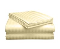 Parure de Lit Hôtellerie Queen Size 3 cm Rayures 250TC en 100% Coton avec Drap et Taies d'Oreiller
