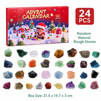 Calendrier de l'Avent en Cristal de Noël 24 Jours, Boîte Mystère de Pierres Brutes Naturelles et Minéraux, Cadeau pour Enfants