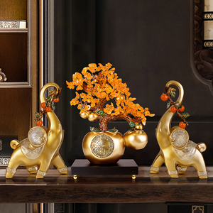 Adorno de Árbol del Dinero con Forma de Caqui, Cristal Dorado, Decoración Auspiciosa para Sala de Estar, Regalo de Inauguración de Casa - Product Image 3