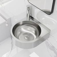 Lavabo mural triangulaire moderne en acier inoxydable 304 pour salle de bain, idéal pour petit appartement, usage domestique, balcon extérieur, facile à nettoyer