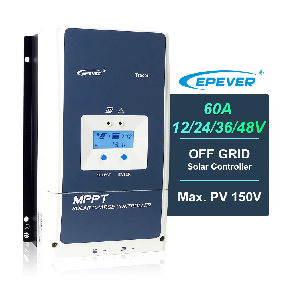 Tracer6415AN MPPT Solar Charge ControllerS 12V 24V 36V 48V 60A 60Amp Auto Rated Voltage Regulator CE RoHs Certificated