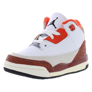 รองเท้าสำหรับทารก/เด็กวัยหัดเดิน Nike Jordan 3ย้อนยุคขนาด6สีขาว/ดำ/ดาวอังคารพื้นในผ้าหินพื้นรองเท้าสำหรับทารกแรกเกิด