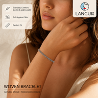 Bracelet tressé gris argenté avec perles facettées, bracelets tendance pour femmes, bracelet tressé avec perles