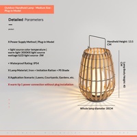 Lampu Taman & Teras Tenaga Surya Anyaman Besi & Rotan Warna Putih Hangat Tahan Air IP54 Bergaransi 2 Tahun 220V