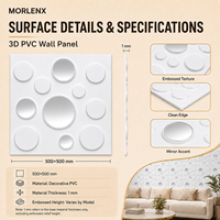 Panel de Pared de PVC 3D con Espejo Redondo Blanco MORLENX, Revestimiento Decorativo Geométrico Minimalista para Interiores de Salones de Belleza