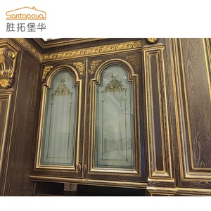 De gama alta Villa Proyecto de gabinete de cocina diseños de lujo moderno <span class=keywords><strong>bronceado</strong></span> de gabinete de cocina de roble - Product Image 5