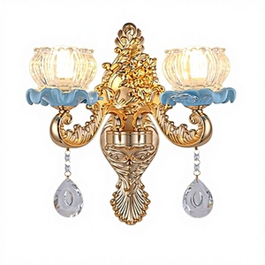 Luxury Crystal <b>LED</b> Wall Lamp European Design <b>Sensor</b> Control Blue Shade 5-Year Warranty Bedroom Living Room Corridor <b>Lighting</b> - Product Image 2