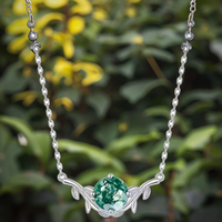 925 pendentif en forme de feuille en agate de mousse naturelle en argent pur pour collier haut de gamme accessoire de mode élégant pour anniversaire