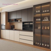 Armoire multifonctionnelle moderne en bois massif personnalisable avec portes en panneaux muraux pour la cuisine, le bureau, la salle à manger