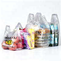 Sac en plastique transparent de qualité alimentaire avec poignée perforée, impression de logo, taille personnalisée, épais, pour boulangerie, confiserie, bonbons, emballage alimentaire