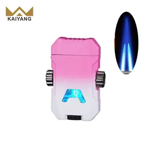 Blue Flame Lighter Customized Logo Windproof Torch Lighter Cycle Inflatable Zinc Alloy Material Lighter