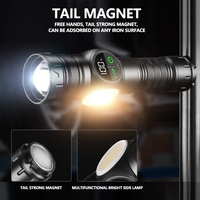 Lampe torche laser blanche multifonctionnelle avec lumière latérale, zoom télescopique, portable, lampe torche LED haute intensité pour l'extérieur