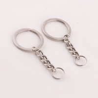 Günstiger Blanko 30mm Metall Flachschlüsselring mit Kette für Geschenke Schlüsselanhänger Zubehör