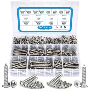Cross Border Screw Set 560pcs Carbon Steel Phillips Head Countersunk Self Tapping Wood Drywall Screws Metric Grade A - Product Image 1