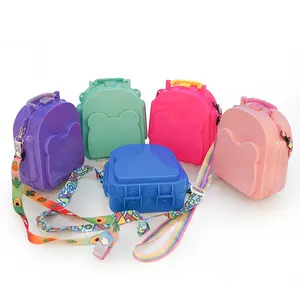 Hợp Thời Trang Trẻ Em Ba Lô Hình Dạng Bento <span class=keywords><strong>Box</strong></span> Cho Kid Độc Đáo Snack Hộp Đựng Thức Ăn Trường Túi Hộp Ăn Trưa Với Divider Kawaii Với Sợi Dây Thừng - Product Image 1