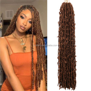 Extensions de cheveux synthétiques Butterfly Locs de haute qualité, bouclées, lisses, tresses au crochet, <span class=keywords><strong>dreadlocks</strong></span>, synthétiques teintes douces, vente en gros - Product Image 1