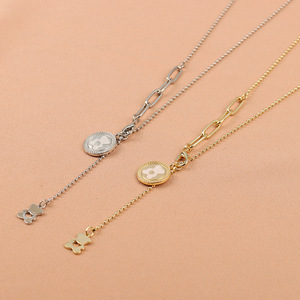 قلادة دب جديدة فضية 925 حلي للأطفال سترة نسائية مطلية بالذهب قلادة عنق ورقية قلادة ضيقة للنساء - Product Image 2