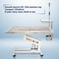 Table d'opération vétérinaire électrique EUR VET, 120x60cm, plateau en acier inoxydable 304, hauteur 54-112cm, avec poteau porte-perfusion