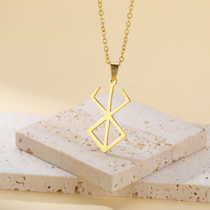 Creux En Acier Inoxydable Fury Rune Collier Or Couleur Fury Rune Charme Collier Cadeaux Amulette pour Hommes - Product Image 5