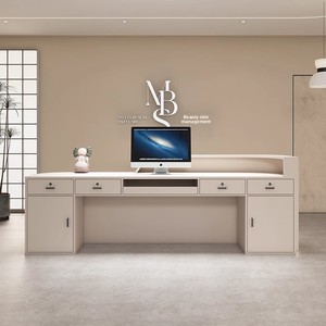 Mostrador de Recepción Moderno y Sencillo en Forma de L para Salón de Belleza, Hotel, Tienda de Ropa, Instituciones de Capacitación, Diseño Personalizado en Cuero - Product Image 3