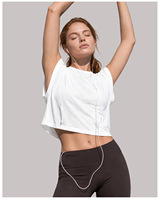 Haut de yoga respirant pour femme avec passepoil contrastant, T-shirt d'entraînement ultra doux sans couture, haut court de sport pour la gym