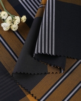 Tissu de chemise pour hommes prêt à expédier, en bambou, polyester et élasthanne, teint en fil, à rayures, style professionnel, infroissable