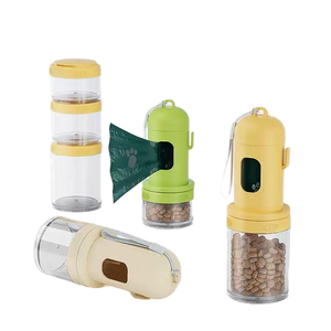 Dispensador de Bolsas para Excremento de Perro 2 en 1 Portátil de Plástico con Forma de Botella, Incluye Caja de Almacenamiento Transparente para Comida de Perro de Pequeña Capacidad (30g) - Product Image 1