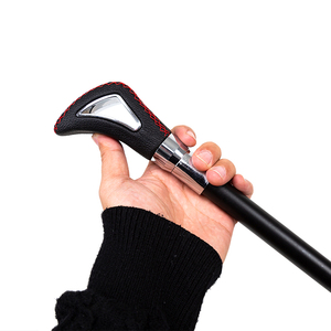 Canne de marche décorative en similicuir style levier de vitesse, avec poignée en cuir noir ajourée, vente en gros - Product Image 4