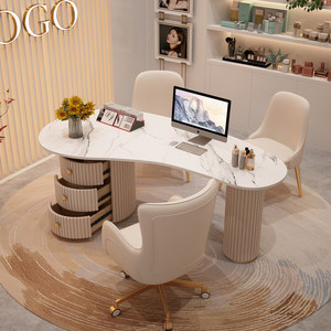 Bureau en bois moderne minimaliste pour salons de beauté et cliniques esthétiques médicales avec design incurvé - Product Image 1