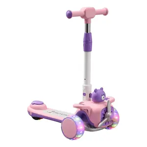 2024 Novo modelo de alta qualidade 3-Wheel Electric Spray Kick Pedal Scooter com luzes LED fresco e barato para crianças do bebê