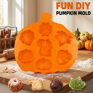 Moule à gâteau en silicone alimentaire en forme de citrouille, antiadhésif, 7 cavités, pour gâteaux d'automne, Halloween, Thanksgiving, chocolat et projets DIY - Product Image 1