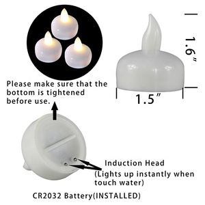 Bộ 6 không thấm nước ánh sáng trắng Pin hoạt động Flameless nước kích hoạt <span class=keywords><strong>LED</strong></span> nổi nến - Product Image 2