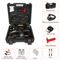 WISDOM Kit de changement de pneu portable DC12V 150W Cric hydraulique électrique Kits de cric de voiture Compresseur d'air avec jeu de clés à chocs électriques