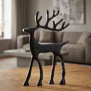Sculpture Moderne de Renne en Métal, Figurine Artistique de Cerf Faite à la Main en Aluminium pour Décoration de Noël et de la Maison - Product Image 3