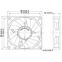Ventilateur sans balais DC 80x80x15mm 12V 24V pour purificateur d'air, courant nominal 8015