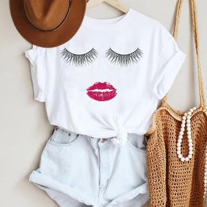 Mode Frauen Wimpern süß bedruckte T-Shirts Harajuku Mädchen T-Shirt weiß weiblich Grafik Shorts level Cartoon weiblich T-Shirt - Product Image 4