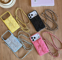 Pour iPhone 14 15 11 13 Pro Max : Étui portefeuille tendance avec chaîne bandoulière, sacoche de téléphone portable, accessoires