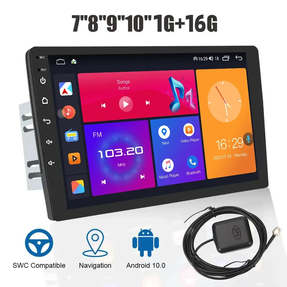 Autoradio Android 1din 2DIN Lecteur Multimédia Gps DVD Bluetooth WiFi Vidéo Universelle 7 pouces 9 pouces 10 pouces écrans pour voitures