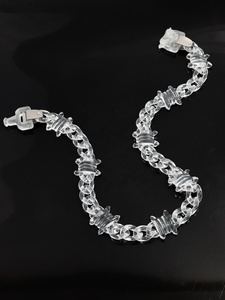 Best Seller Nuova Collana Personalizzata da Uomo con Lucchetto Satinato e Catena in Acrilico Trasparente a Spine, Idea Regalo <span class=keywords><strong>per</strong></span> Fidanzato - Product Image 4