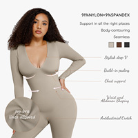 Combinaison Femme En Gros Catsuit Sans Couture Décolleté Plongeant Contrôle Du Ventre Taille Cintrée Grande Taille Style Décontracté pour Femmes