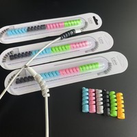 Lot de 4 protège-câbles souples en spirale noir/vert/bleu/rose, organisateur de câbles de données, enrouleur portable unisexe, vente au détail