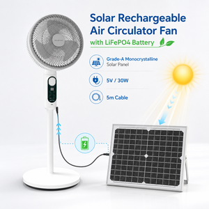 Ventilatore a piantana ricaricabile solare EZONE MJ-SF02 30W con pannello solare, ricarica USB, batteria LiFePO4, <span class=keywords><strong>dimensioni</strong></span> 350x1060mm - Product Image 2