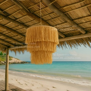 45*50cm rafia naturale fatto a mano lampada paralume in <span class=keywords><strong>Macrame</strong></span> lampadari a soffitto a parete Boho luce decorazione con copertura EH2507014 - Product Image 5